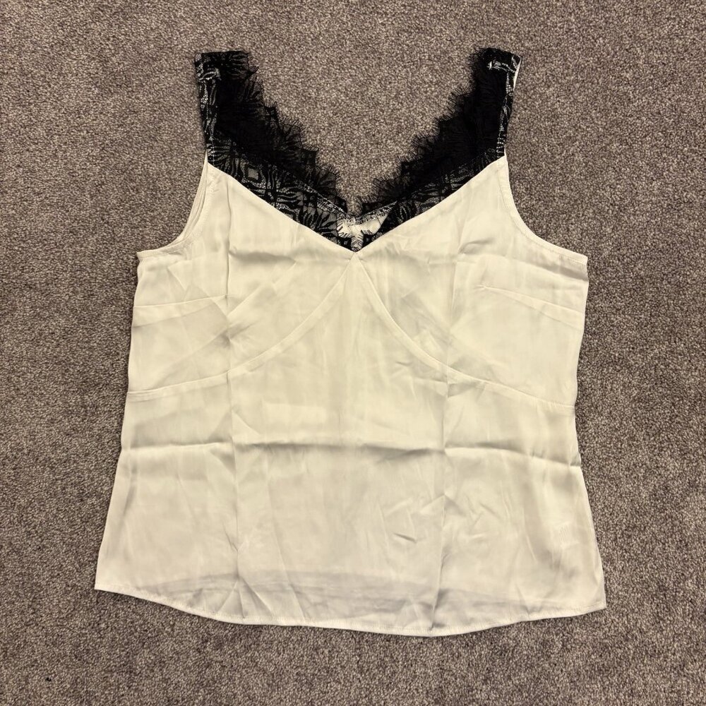 Worthington Women's Sleeveless Tank Top Size M White Black V-Neck NWT $49 - Picture 4 of 15